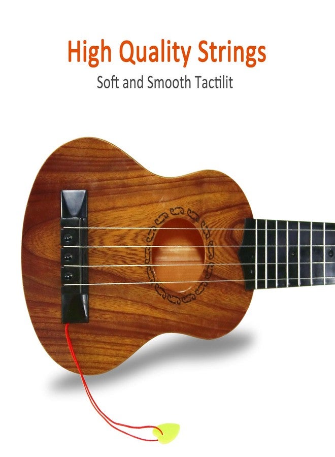 QDH Kids Toy Ukulele, Kids Guitar Musical Toy,17 Inch 4 Steel Strings, with Pick,Early Educational Learning Musical Instrument Gift for Preschool Children(Wooden Color) (17inch) - Image 5
